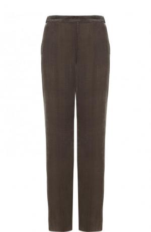 Однотонные бархатные брюки с эластичным поясом St. John. Цвет: серый