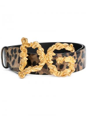 Leopard print logo buckle belt Dolce & Gabbana. Цвет: коричневый