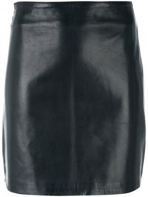 Облегающая кожаная юбка Manokhi. Цвет: чёрный