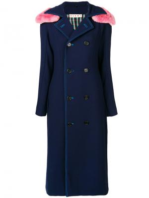 Пальто с контрастным капюшоном Marni. Цвет: синий