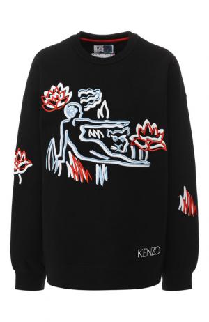 Пуловер из смеси хлопка и шерсти Kenzo. Цвет: черный