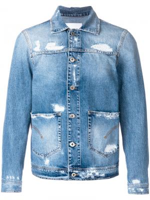 Джинсовая куртка с эффектом потертости Dondup. Цвет: синий
