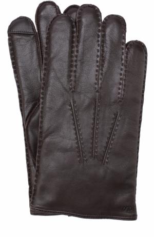 Кожаные перчатки с кашемировой подкладкой Polo Ralph Lauren. Цвет: коричневый