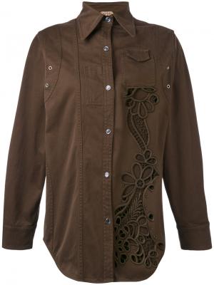 Куртка-рубашка с вырезными деталями Nº21. Цвет: коричневый