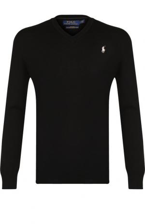 Шерстяной пуловер тонкой вязки Polo Ralph Lauren. Цвет: черный