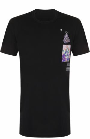 Удлиненная хлопковая футболка с вышивкой 11 by Boris Bidjan Saberi. Цвет: черный
