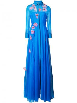 Платье-тренч с вышивкой Carolina Herrera. Цвет: синий