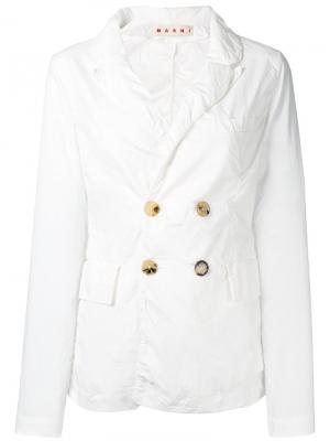 Двубортная куртка Marni. Цвет: белый