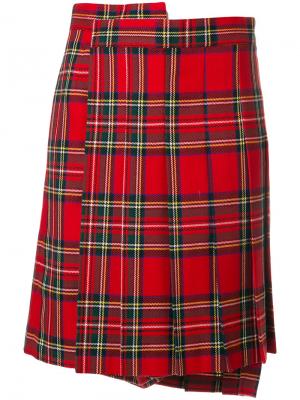 Плиссированная юбка-шорты с принтом тартан Junya Watanabe Comme Des Garçons. Цвет: красный