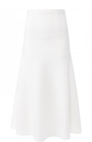 Однотонная юбка-миди из шерсти Stella McCartney. Цвет: белый