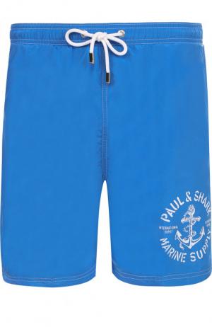 Плавки-шорты с карманами и принтом Paul&Shark. Цвет: синий
