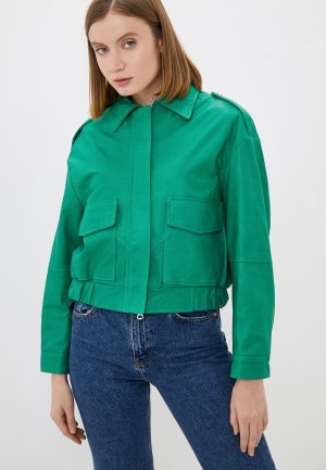 Куртка кожаная Imperial. Цвет: зеленый