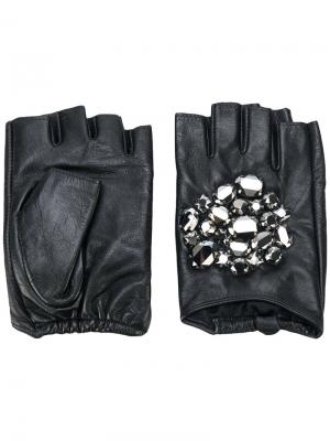 Перчатки с кристаллами Karl Lagerfeld. Цвет: чёрный