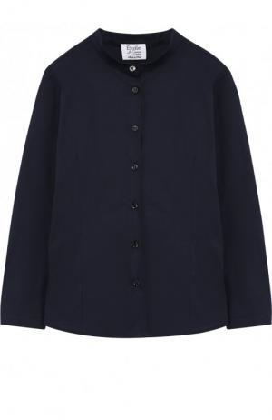 Хлопковая блуза с воротником-стойкой Aletta. Цвет: темно-синий