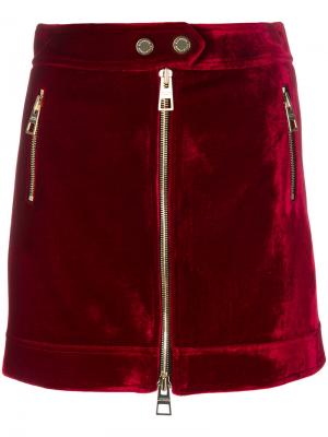 Байкерская мини-юбка Hilfiger Collection. Цвет: красный