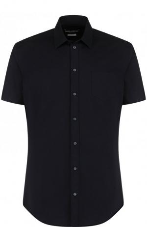 Хлопковая рубашка с короткими рукавами Dolce & Gabbana. Цвет: синий