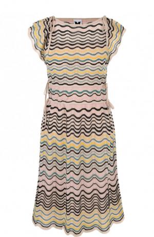 Вязаное приталенное мини-платье без рукавов M Missoni. Цвет: бежевый