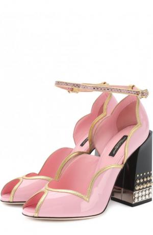 Лаковые туфли Bette на декорированном каблуке Dolce & Gabbana. Цвет: розовый