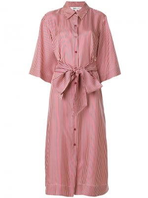 Платье-рубашка миди в полоску Dvf Diane Von Furstenberg. Цвет: красный