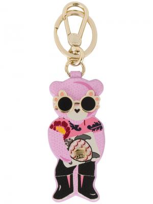 Брелок для ключей в виде медведя Furla. Цвет: розовый и фиолетовый