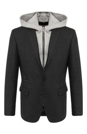 Однобортный пиджак с декоративной отделкой Philipp Plein. Цвет: серый
