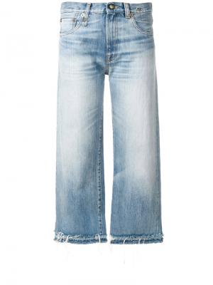 Широкие укороченные джинсы R13. Цвет: синий