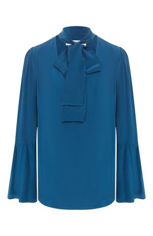 Шелковая блуза с воротником аскот MICHAEL Kors. Цвет: бирюзовый