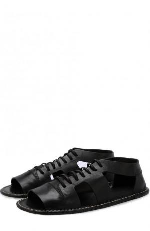 Кожаные сандалии на шнуровке Marsell. Цвет: черный