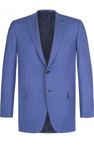 Однобортный пиджак из шерсти с остроконечными лацканами Brioni. Цвет: голубой