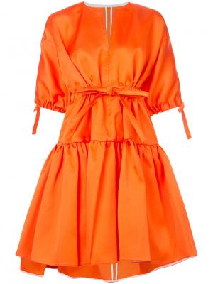 Платье с завязками на талии и расклешенной юбкой Maison Rabih Kayrouz. Цвет: жёлтый и оранжевый