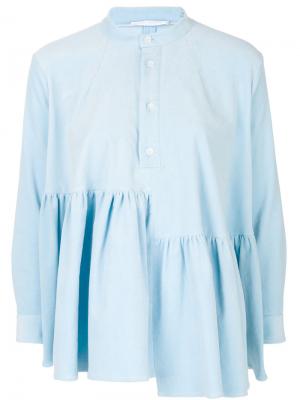 Вельветовая блузка с оборкой Peter Jensen. Цвет: синий