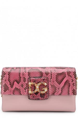 Сумка DG Millennials с отделкой из кожи питона Dolce & Gabbana. Цвет: розовый