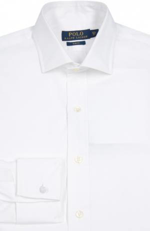 Хлопковая сорочка с манжетами под запонки Polo Ralph Lauren. Цвет: белый