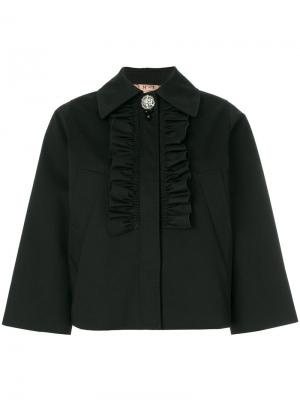 Укороченный пиджак с оборкой Nº21. Цвет: чёрный