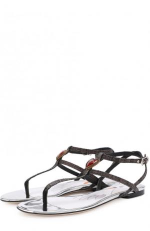 Текстильные сандалии с брошью Dolce & Gabbana. Цвет: черный