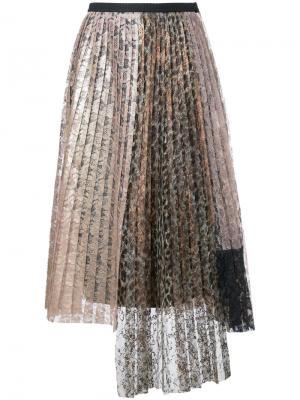 Кружевная юбка плиссе Antonio Marras. Цвет: металлический