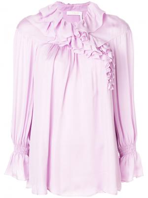 Блузка с рюшами Chloé. Цвет: розовый и фиолетовый
