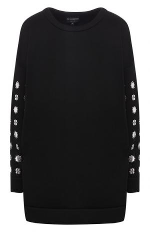 Пуловер свободного кроя с декоративной отделкой Emporio Armani. Цвет: черный