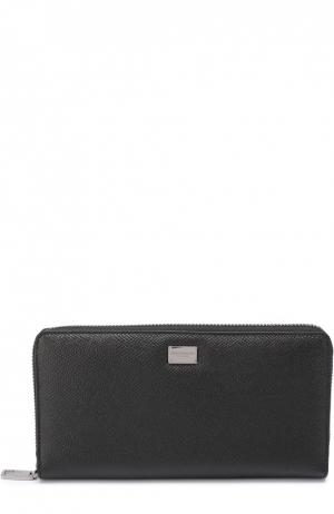 Кожаное портмоне на молнии Dolce & Gabbana. Цвет: черный