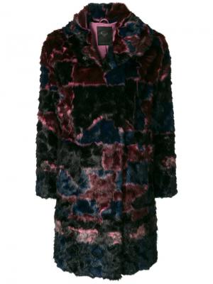 Пальто из искусственного меха Frankie Morello. Цвет: розовый и фиолетовый