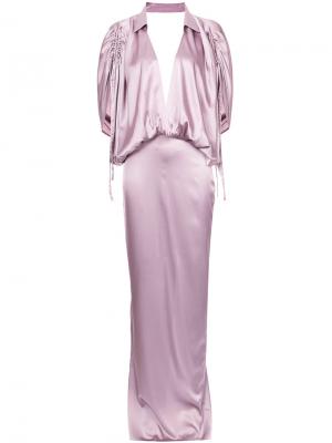 Вечернее платье со складками Leal Daccarett. Цвет: розовый и фиолетовый