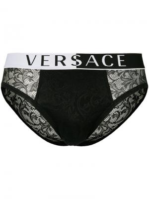 Трусы с логотипом Versace. Цвет: чёрный