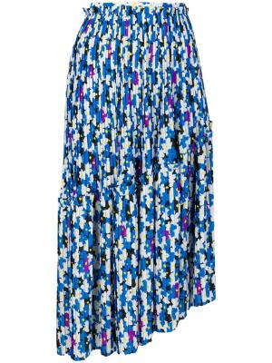 Плиссированная юбка с цветочным принтом Kenzo. Цвет: синий