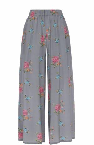 Укороченные шелковые брюки с эластичным поясом Natasha Zinko. Цвет: серый