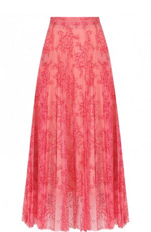 Плиссированная юбка-миди с кружевной отделкой Burberry. Цвет: розовый