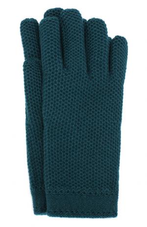 Кашемировые перчатки фактурной вязки Loro Piana. Цвет: зеленый