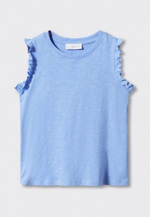Майка Mango Kids. Цвет: голубой