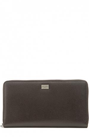 Кожаный футляр для документов на молнии Dolce & Gabbana. Цвет: темно-коричневый