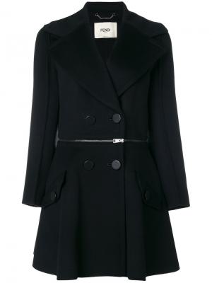 Пальто с молнией на поясе Fendi. Цвет: чёрный