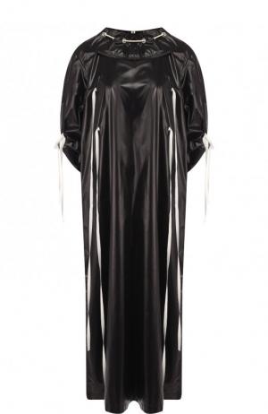 Платье-миди с контрастной отделкой и воротником-стойкой CALVIN KLEIN 205W39NYC. Цвет: черный